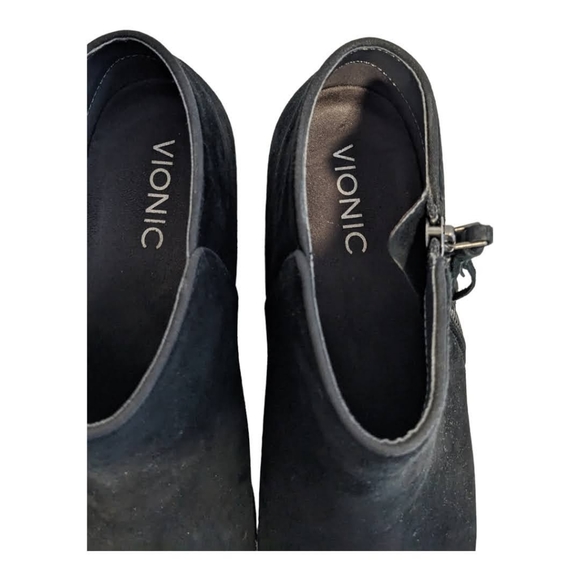 Vionic Ladies Faux Suede Block Heel Black Chelsea Boot 8 - Picture 6 of 9